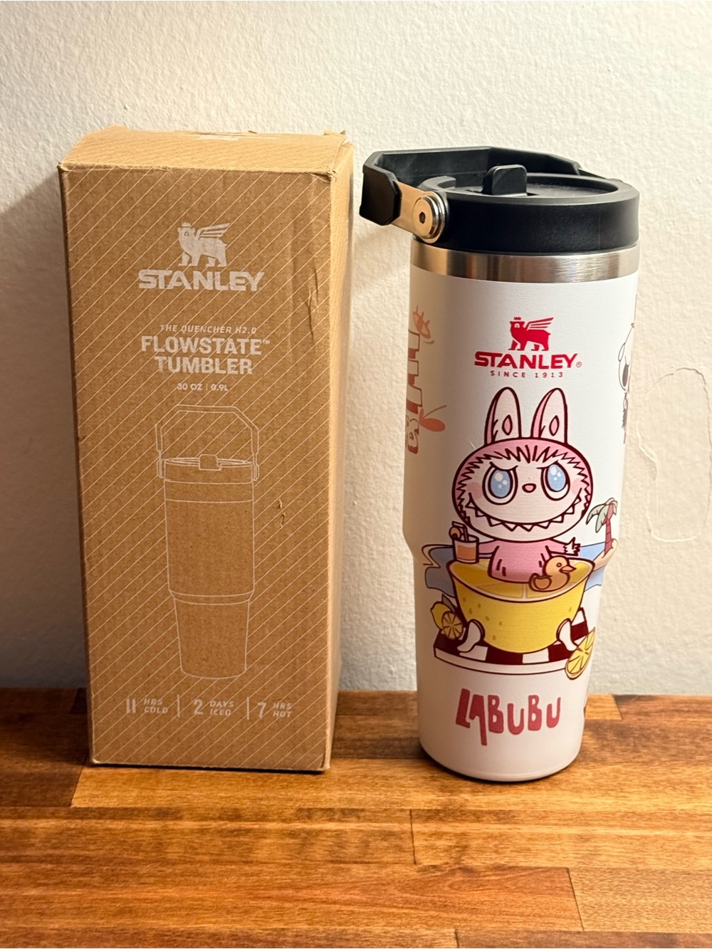 Stanley White Flowstate Tumbler Labubu Custom 30 oz